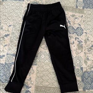 Puma Kids Black Joggers with White Accents